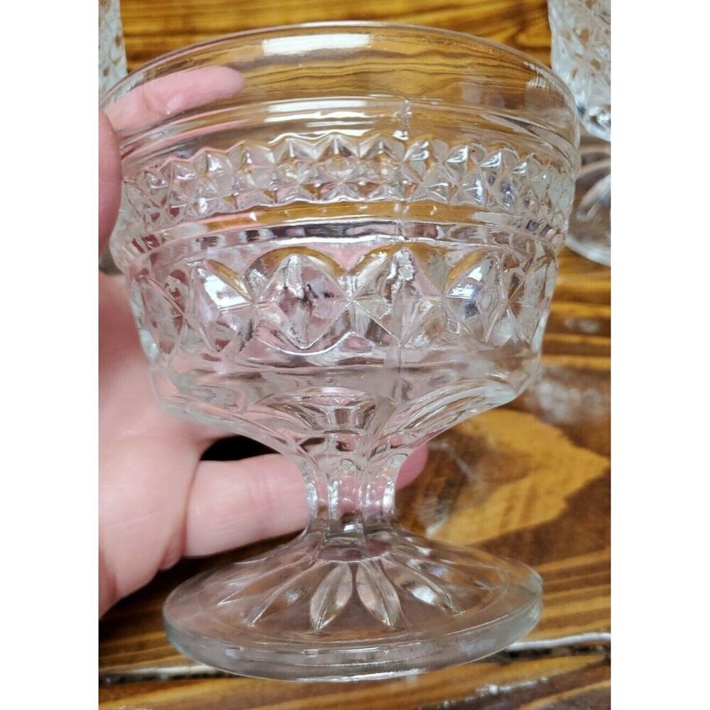 3 Anchor Hocking Wexford Sherbert, Dessert Footed Bowl 3 1/2" Tall Clear Glass - Picture 5 of 5
